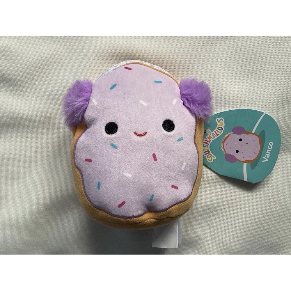 Squishmallows Vance the Creme Filled Donut with Ear Muffs 5 Inch Scented New